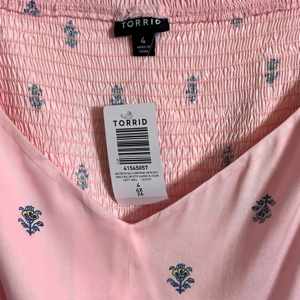 Torrid Pink Floral Skater Dress Sweetheart Neck Cottagecore Coquette 4X NWT Mini - Picture 8 of 13